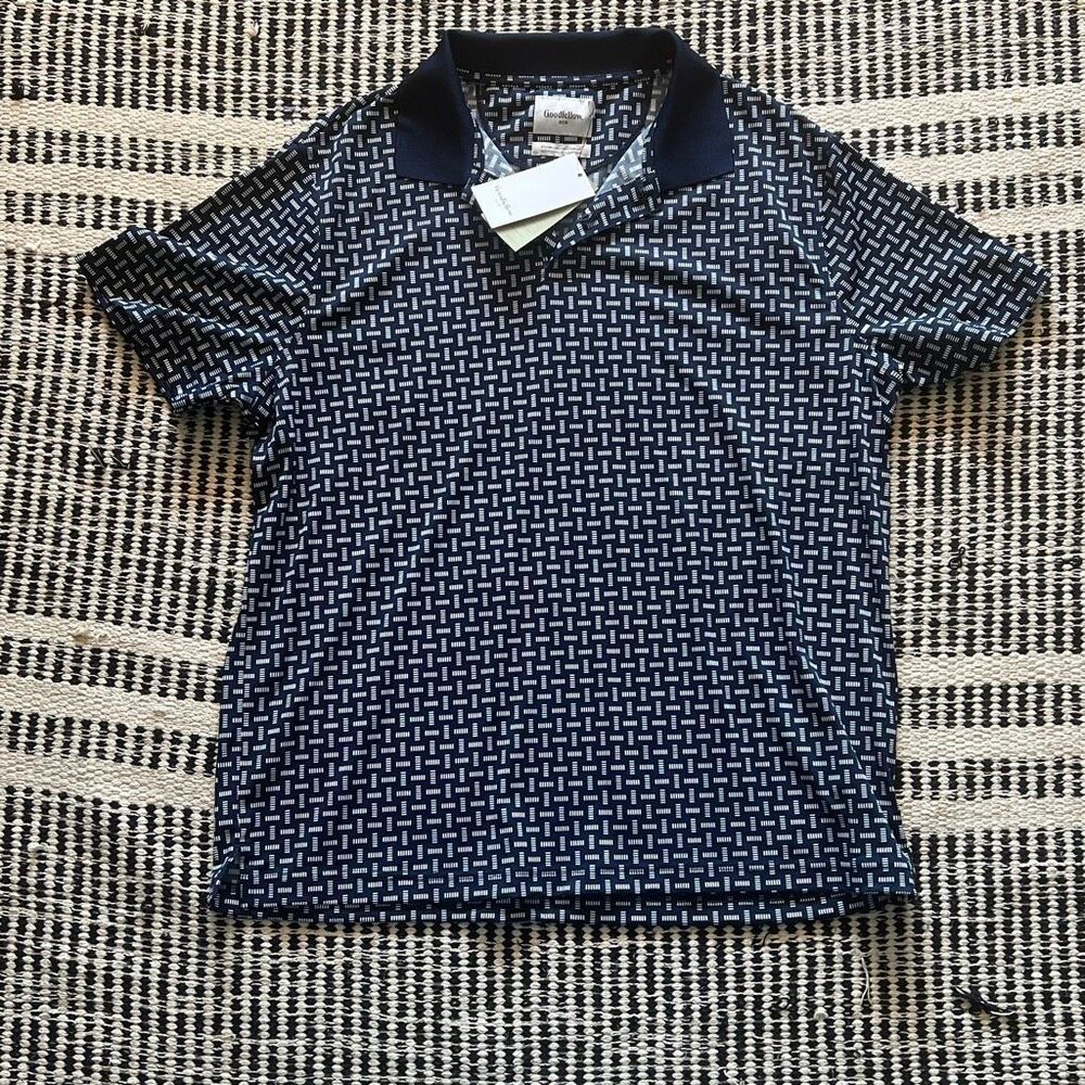 Goodfellow Size Xl Blue & White Mens Polo Shirt Standard Fit Nwt